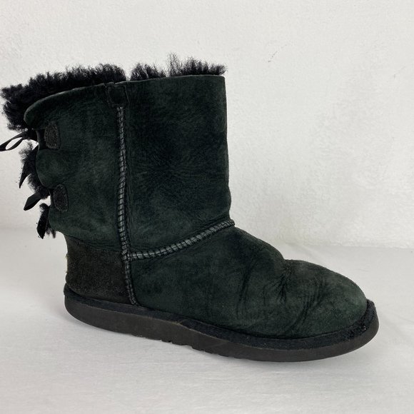 UGG Bailey II Black Bow Short Boot Slippers - Picture 1 of 11